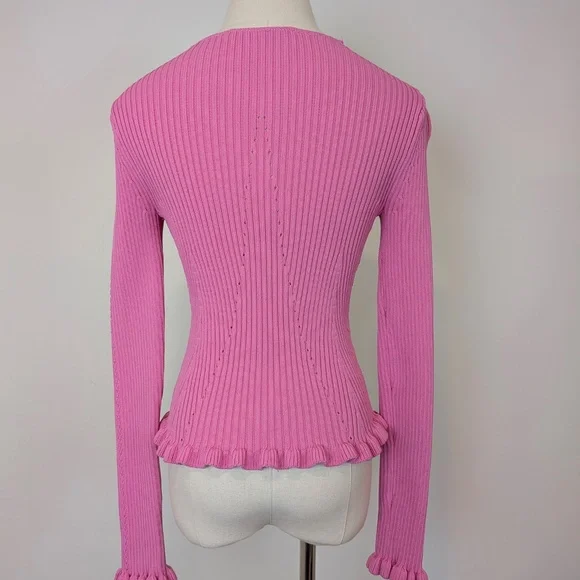Endless Rose Pink Knit Top Size XS Long Sleeve Ribbed - Picture 3 of 12